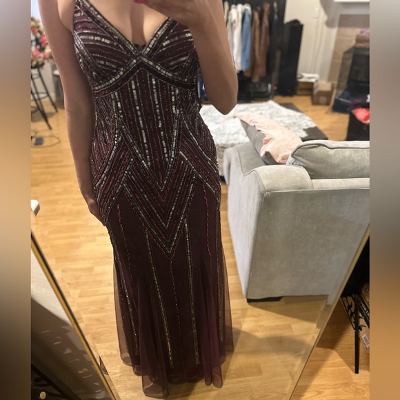 Jump Dresses & Skirts - Jump Burgundy and Silver Beaded Gown